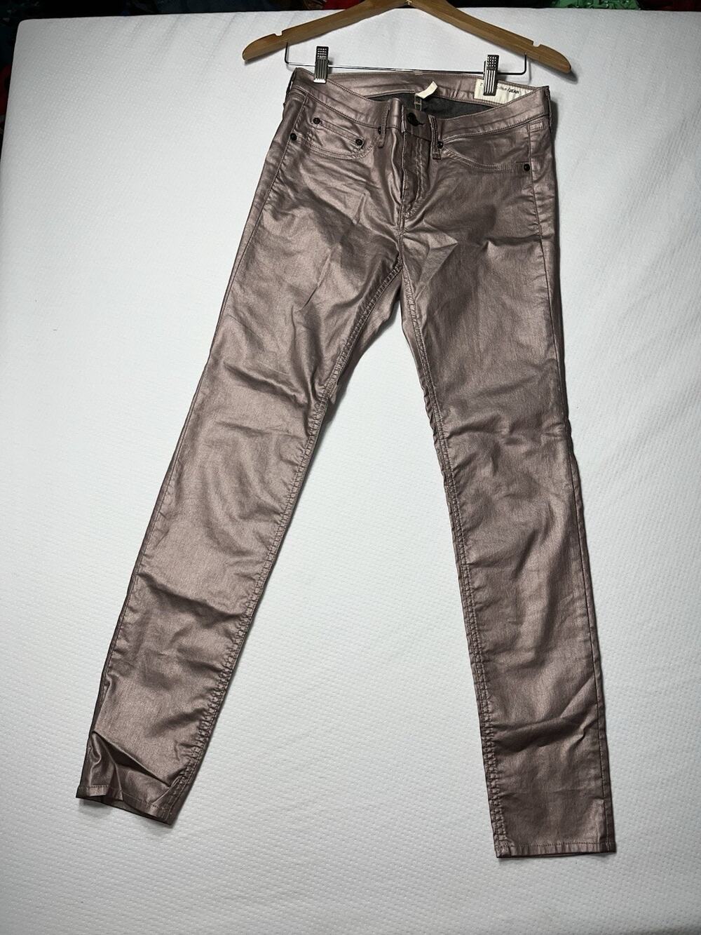 Rag & bone The Legging Coated Metallic Rose Gold Skinny jeans Woman’s Size 29